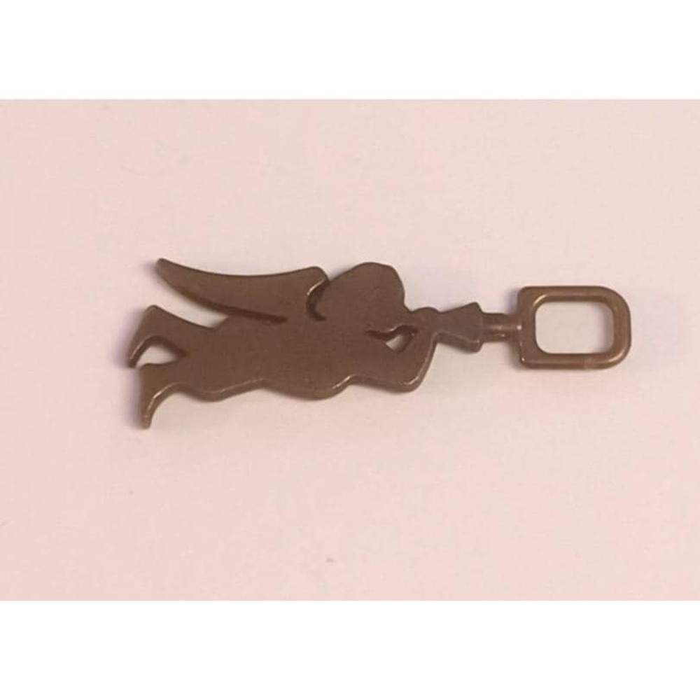 Vintage Pewter Angel Trumpet Pendant Cherub Silhouette Bronze Tone Holiday Charm